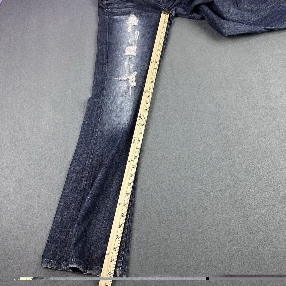 Guess Premium Light Wash Denim Jeans Size 28 Ripped Distressed Flare Low Rise - Picture 12 of 14